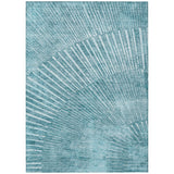 3' X 5' Teal Abstract Washable Non Skid Indoor Outdoor Area Rug