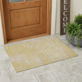 3' X 5' Wheat Abstract Washable Non Skid Indoor Outdoor Area Rug