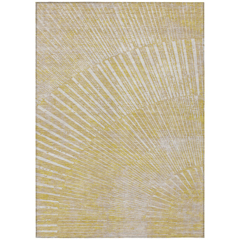 3' X 5' Wheat Abstract Washable Non Skid Indoor Outdoor Area Rug