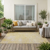5' X 8' Wheat Abstract Washable Non Skid Indoor Outdoor Area Rug