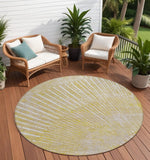 8' Round Wheat Round Abstract Washable Non Skid Indoor Outdoor Area Rug
