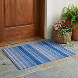 3' X 5' Blue Striped Washable Non Skid Indoor Outdoor Area Rug