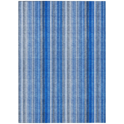 3' X 5' Blue Striped Washable Non Skid Indoor Outdoor Area Rug