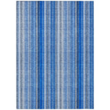 5' X 8' Blue Striped Washable Non Skid Indoor Outdoor Area Rug