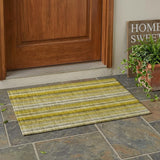 2' X 3' Gold Striped Washable Non Skid Indoor Outdoor Area Rug