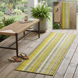2' X 8' Gold Striped Washable Non Skid Indoor Outdoor Runner Rug