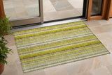 3' X 5' Gold Striped Washable Non Skid Indoor Outdoor Area Rug