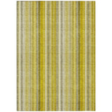 3' X 5' Gold Striped Washable Non Skid Indoor Outdoor Area Rug