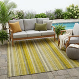 5' X 8' Gold Striped Washable Non Skid Indoor Outdoor Area Rug