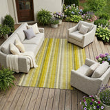 8' X 10' Gold Striped Washable Non Skid Indoor Outdoor Area Rug