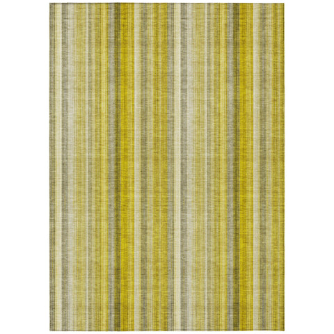 8' X 10' Gold Striped Washable Non Skid Indoor Outdoor Area Rug