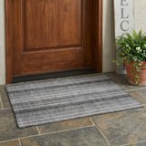 2' X 3' Gray Striped Washable Non Skid Indoor Outdoor Area Rug