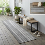 8' Runner Gray Striped Washable Non Skid Indoor Outdoor Runner Rug