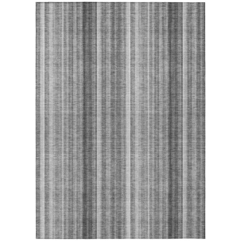 3' X 5' Gray Striped Washable Non Skid Indoor Outdoor Area Rug