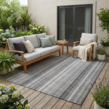 5' X 8' Gray Striped Washable Non Skid Indoor Outdoor Area Rug