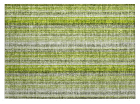 2' X 3' Green Striped Washable Non Skid Indoor Outdoor Area Rug
