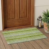2' X 3' Green Striped Washable Non Skid Indoor Outdoor Area Rug