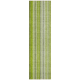 2' X 8' Green Striped Washable Non Skid Indoor Outdoor Runner Rug