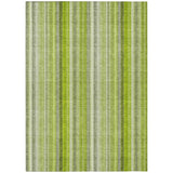 5' X 8' Green Striped Washable Non Skid Indoor Outdoor Area Rug
