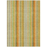 5' X 8' Tan Orange and Green Striped Washable Non Skid Indoor Outdoor Area Rug