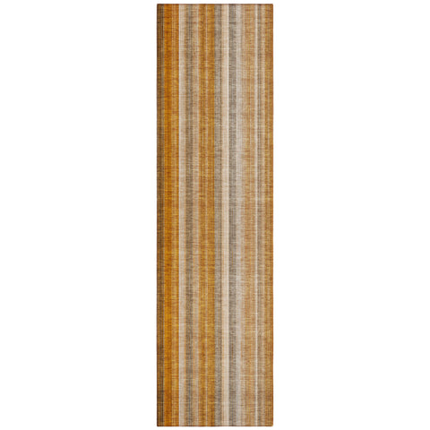2' X 8' Orange Ivory and Gray Striped Washable Non Skid Indoor Outdoor Runner Rug