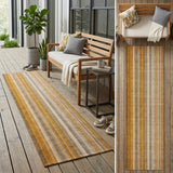 2' X 8' Orange Ivory and Gray Striped Washable Non Skid Indoor Outdoor Runner Rug
