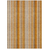 3' X 5' Orange Ivory and Gray Striped Washable Non Skid Indoor Outdoor Area Rug