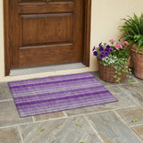 2' X 3' Purple Striped Washable Non Skid Indoor Outdoor Area Rug