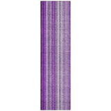 8' Runner Purple Striped Washable Non Skid Indoor Outdoor Runner Rug