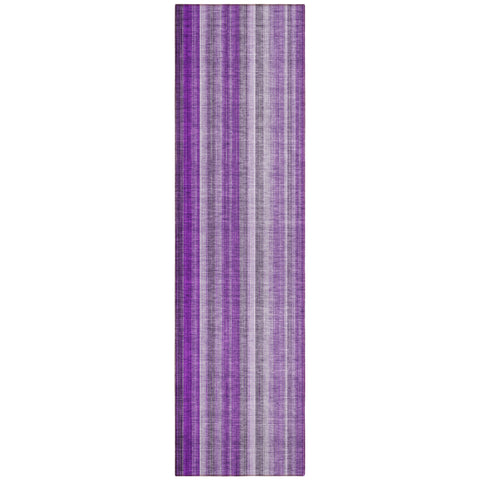 8' Runner Purple Striped Washable Non Skid Indoor Outdoor Runner Rug
