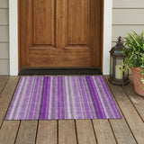 3' X 5' Purple Striped Washable Non Skid Indoor Outdoor Area Rug