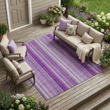 8' X 10' Purple Striped Washable Non Skid Indoor Outdoor Area Rug