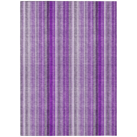 8' X 10' Purple Striped Washable Non Skid Indoor Outdoor Area Rug