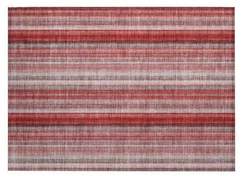 2' X 3' Gray Pink and Red Striped Washable Non Skid Indoor Outdoor Area Rug