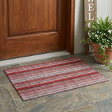 2' X 3' Gray Pink and Red Striped Washable Non Skid Indoor Outdoor Area Rug