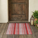3' X 5' Gray Pink and Red Striped Washable Non Skid Indoor Outdoor Area Rug