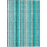 3' X 5' Teal and Gray Striped Washable Non Skid Indoor Outdoor Area Rug