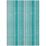 5' X 8' Teal and Gray Striped Washable Non Skid Indoor Outdoor Area Rug