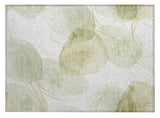 2' X 3' Green and Ivory Abstract Washable Non Skid Indoor Outdoor Area Rug