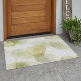 3' X 5' Green And Ivory Abstract Washable Indoor Outdoor Area Rug
