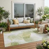 5' X 8' Green and Ivory Abstract Washable Non Skid Indoor Outdoor Area Rug
