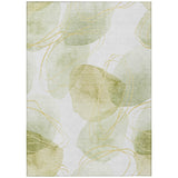 5' X 8' Green and Ivory Abstract Washable Non Skid Indoor Outdoor Area Rug