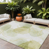 8' X 10' Green And Ivory Abstract Washable Indoor Outdoor Area Rug