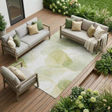 8' X 10' Green And Ivory Abstract Washable Indoor Outdoor Area Rug