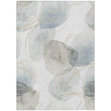 8' X 10' Ivory Blue And Gray Abstract Washable Indoor Outdoor Area Rug