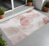 2' X 3' Merlot and Ivory Abstract Washable Non Skid Indoor Outdoor Area Rug