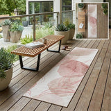 8' Runner Merlot and Ivory Abstract Washable Non Skid Indoor Outdoor Runner Rug