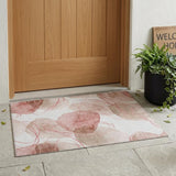 3' X 5' Merlot and Ivory Abstract Washable Non Skid Indoor Outdoor Area Rug