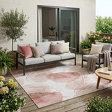 5' X 8' Merlot and Ivory Abstract Washable Non Skid Indoor Outdoor Area Rug