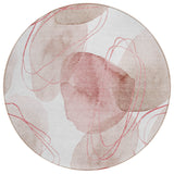 8' Round Merlot and Ivory Round Abstract Washable Non Skid Indoor Outdoor Area Rug